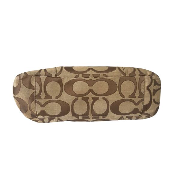 Coach Daisy Outline Signature Emma Tote Bag Khaki Orange Red Leather F24066 - Picture 5 of 13